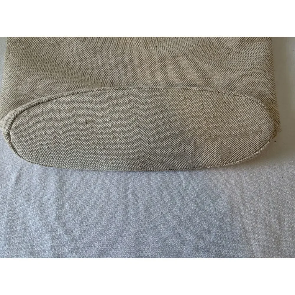 Rachel Zoe Capri Canvas Tote Bag Beige Black Linen Vegan Leather Shoulder Purse